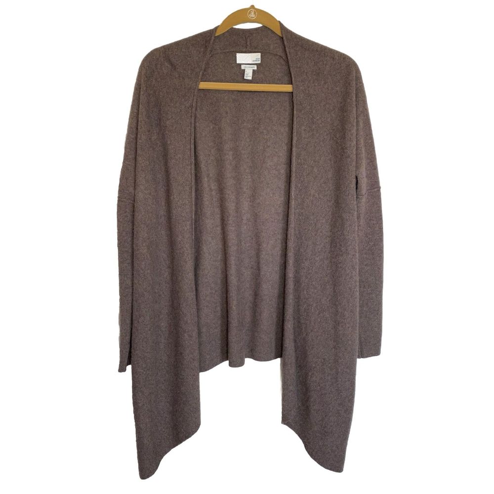 14th & Union Sweater Women’s Small Brown Soft Cashmere Open Waterfall Cardigan